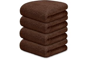 DECASATEXTIL Pack 4 Toallas Lavabo 50x100cm Algodón 450g/m² – Suaves y Absorbentes – Toallas Baño y Mano para Lavabo, Gimnasio o Aseo (Marron)