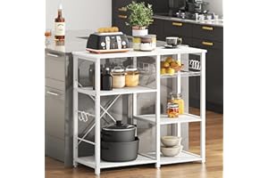 ‎SOGESHOME SogesHome Küchenregal Bäckerregal Standregal mit 3 Ablage Mikrowellen Halter Küchen Regallagerung Küchenwagen Servier multifunktionales Aufbewahrungsregal Kücheninsel Haushaltsregal