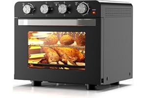 Karinear Mini Forno ad Aria 36L, 6 in 1 Forno + Friggitrice ad Aria, 1800W Air Fryer di Manopola, Barbecue, Cuocere, Circolazione d'Aria Calda a 360°, Temperatura fino a 230°, 60 Minutes Timer, Nero