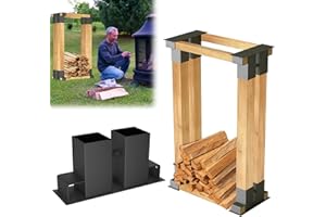 Aufun Zestaw 4 stabilnych uchwytów do układania w stos, do drewna kominkowego, ocynkowane, do układania w stos (4 sztuki, czarne)