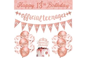 Girls 13th Birthday Decorations Rose Gold Official Teenager Birthday Decorations Girls Happy 13th by RichMoho