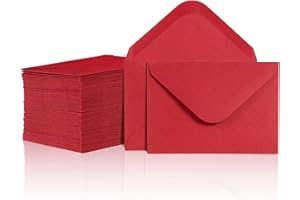 MATICAN Lot de 100 mini enveloppes en papier rouge pour cartes de visite, petites pochettes en vrac pour petites cartes de notes, 10,2 x 7,8 cm