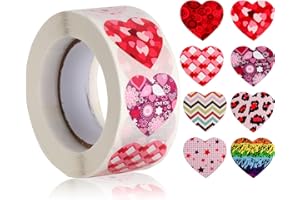 ERUINFANG 500 Stück Aufklebe Bunte Sticker selbstklebende Stickers Liebe Belohnungssticker Herz Aufkleber für Kinder Ideal für Hochzeit, Geschenke, DIY, Valentinstag, Scrapbooking, Dekoration