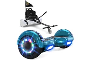 GeekMe hoverboards go kart attachment, Hoverboards with Hoverkart 6.5 inch with Bluetooth Speaker, LED Lights, Gift for Kid, Teenager and Adult