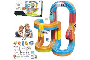 QOSNEOUN 85 PCS Clickrail Electric Train Set Flexible Race Track, Magic Rail Cube Train Set, Flexible Race Car Magnetic Track Set, Gravity-Defying Building Toy Gifts for Kids (84 PCS(1 Car))