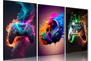 Gaming Room Decor Wall Art Set of 3 - Gaming Posters Video GameTheme Canvas Wall Decor, Game Paintings Picture Posters Prints for Teen Boys Room Unframed 12x16 inch