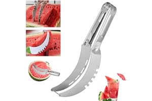 MIFULL Watermelon Slicer Cutter - Stainless Steel Melon Cutter - Watermelon Cutter Slicer Tool - Watermelon Cutting Fork - Multifunctional Fruit Fork - for Cantaloupe Papaya Dragon Fruit Watermelon (Silvery)
