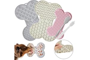 Petbank Leckmatte Hund, 3 Stück Schleckmatte mit Saugnapf für Hund und Katze Schleckmatte Hund mit Spachtel und Pinsel BPA-frei Schleckmatte für Hund für Baden, Trainieren (Grau+Beige+Pink)
