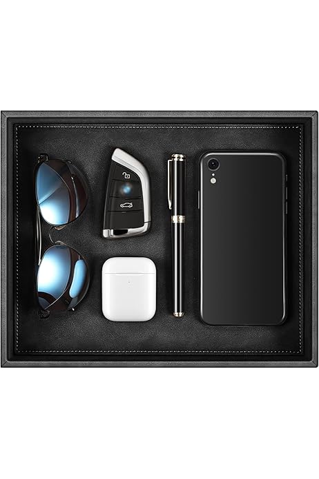 Svuotatasche In Pelle Per Uomo - Organizer 5 Scomparti Per Scrivania, Comodino O Auto - Foto 10