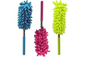 ZYBUX - 3 Pack Extendable Feather Dusters for Cleaning Microfiber Dusters/Flexible Blind Cleaner Dust Remover | Duster For Home, Home Office - Washable Window Cleaning Pole