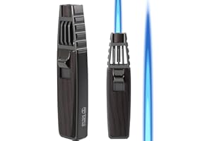 M TIME C CLUB Torcia a butano, torcia per saldatura, stile fibra di carbonio, torcia da cucina ricaricabile, torcia antivento a fiamma regolabile, torcia a soffio per cuocere la creme brulee (Noce)