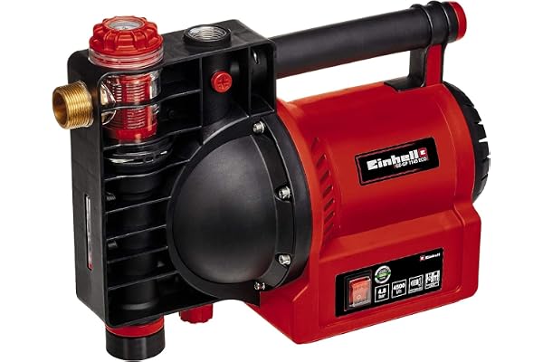 Einhell Pompe d’arrosage GE-GP 1145 ECO (1100 W, indicateur de niveau d’eau/d’encrassement/d’aspiration, bouchon de remplissage, pré-filtre avec clapet anti-retour, avec adaptateur)
