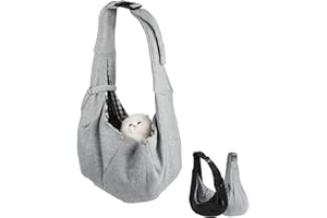 CREAHER Hundetragetasche, Tragetuch Hund Haustier, Tragetuch für Haustiere mit verstellbarem Schultergurt für kleine mittelgroße Katzen und Hunde (Grey)