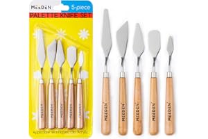 MEEDEN Painting Palette Knife: 5 Pieces Stainless Steel Painting Knives with Wood Handle - Art Pallet Knife Set for Oil Canvas Acrylic Painting