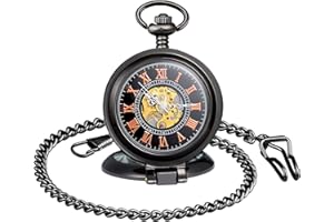 SUPBRO Orologio da tasca con catena da 80 cm Meccanico orologio da taschino a carica manuale