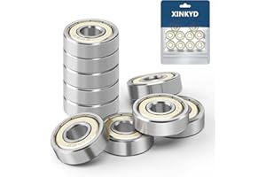 XINKYD Lot de 10 roulements à billes 608 ZZ - 8 x 22 x 7 mm - En métal - Double blindage miniature - Pour skateboard - Roulement à billes 608zz (mécanique de précision - A++)