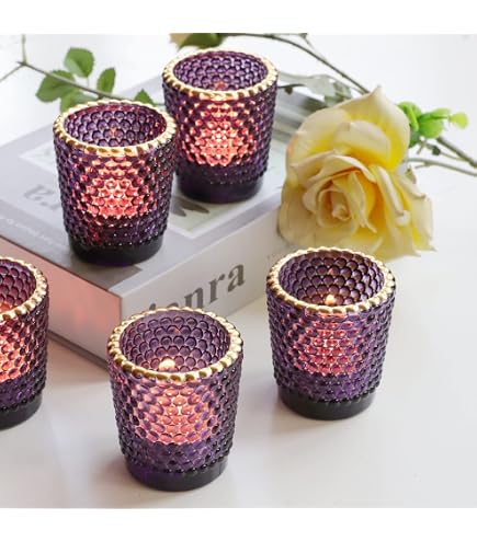 50 Stück LED-Teelichthalter Aus Pappe – Lila, Mit Blattmuster, Für Flammenlose Teelichter, Größe 12,5 X 4,3 Cm