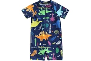 MoccyBabeLee Baby Swimsuit Boy Swimming Suit Newborn Swimwear One Piece Rash Guard Zipper Short Sleeve Beach Bathing Suits