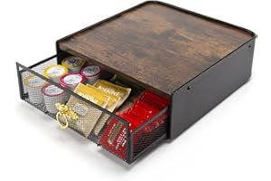 SYSYLY Organizer per Cialde di Caffè Con Cassetto, Contenitore per Capsule, Scatola da Tè, Porta Bustine per Cucina, Ufficio, Caffetteria