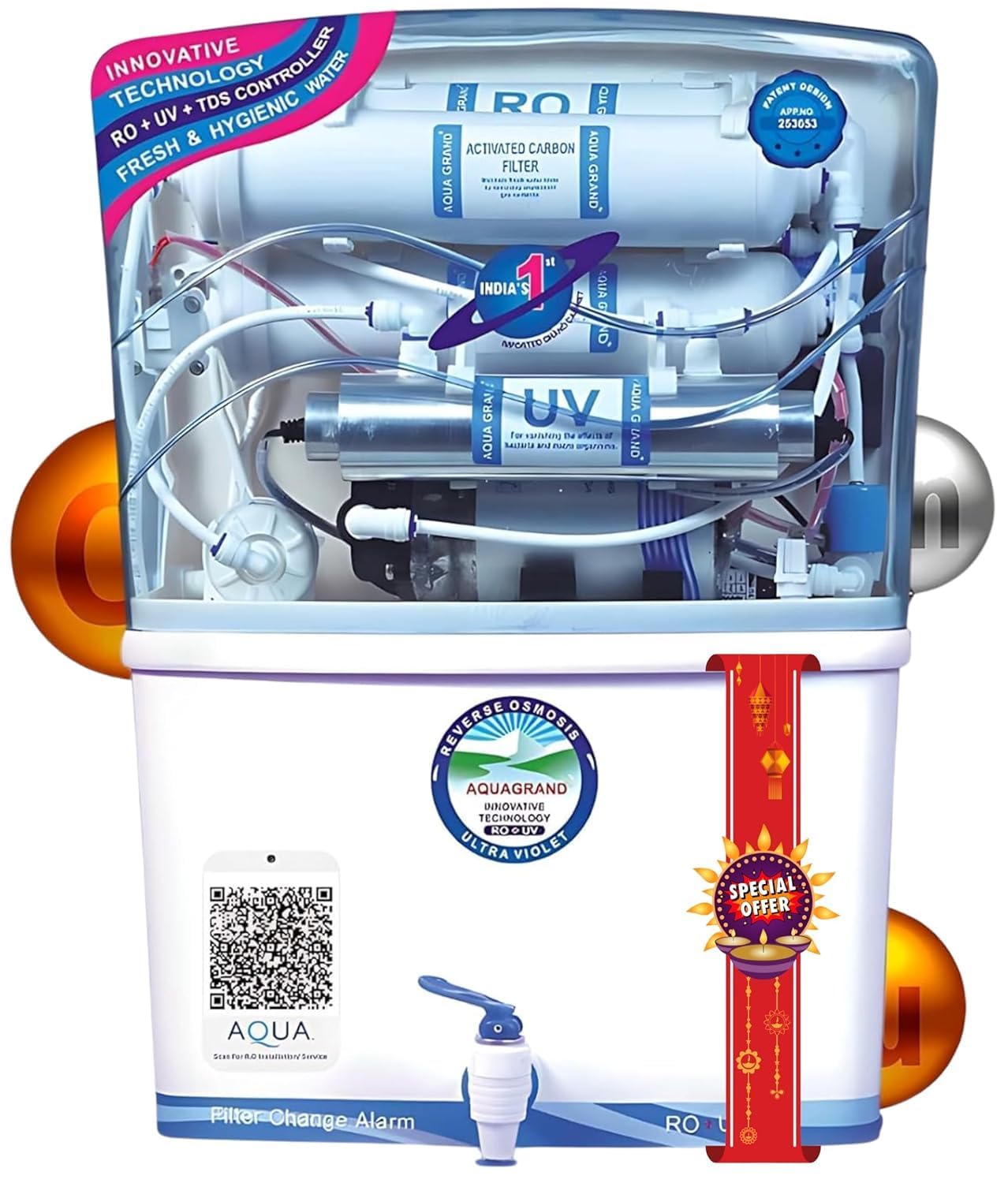 Aqua Plus RO Domestic Water Purifier (RO+ LED UV+ ORC COPPER+ HIGH TDS MEMBRANE+ TDS CONTROL) Automatic, Best For Home/Office