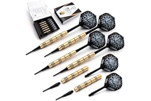 CUESOUL Jazz-Metal Dardos de latón Brillante de Punta Suave de 19 g con vuelos Integrados AK5