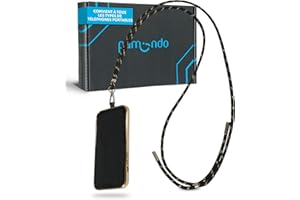 pamindo Chaîne pour téléphone portable - pratique pour porter le téléphone portable en bandoulière - bande pour smartphone -chaîne universelle pour porter le téléphone portable en bandoulière -noir or