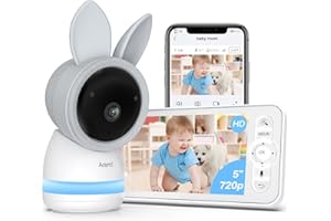 ARENTI Baby Monitor with Camera 2K/3MP, 5 Inch WiFi Video Baby Monitor PTZ 355°, IR Night Vision, Night Light, Lullabies, Temperature Display, Supports Mobile App Control