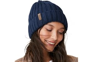 FURTALK Bonnet d'hiver Ample en Tricot pour Femme Chapeau épais à Pompon Casquette de Ski