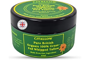 CJTallow Whipped Tallow Balm | CERTIFIED ORGANIC 100% Grass-Fed British Beef Tallow | Natural Moisturiser for Dry, Sensitive 