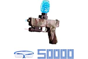 AZJ Gel Blaster Gun Toy for Kids - Premium Quality with New Manual & Automatic Fire - Play on Rechargeable Battery with & Googles - 7-8 mm Luminous Balls (Glokk, Armour with Laser Aim)