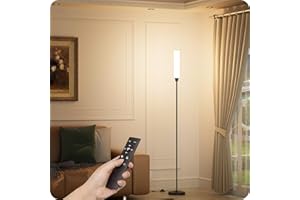 pekipe Dimmable Floor lamp with Remote Control,Floor Lamp for Bedroom Living Room Office,Adjustable Brightness (10%-100%) and Color Temperature (3000k-6000k),LED Corner Lamp with Foot Switch (Black)