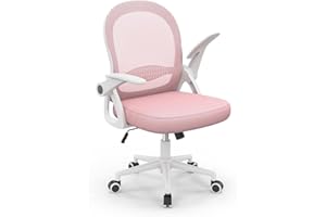 naspaluro Silla de Oficina, Silla de Escritorio Ergonómica con Malla Transpirable, Reposabrazos Abatibles, Silla para Ordenador de Altura Regulable, Silla Giratoria de 360°, Rosa