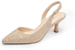 DREAM PAIRS Kitten Slingback Klackar Pumps för kvinnor | Stängt spetsig tå lågklackade sexiga vardagliga finskor för fest bröllop kontor arbete och shopping