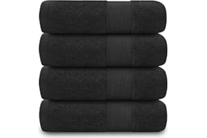 GC GAVENO CAVAILIA Juego de 4 Toallas de Mano para baño, 700 g/m², algodón Egipcio, Toallas de Calidad de Hotel, Lavables a máquina, Negro, 50 x 85 cm