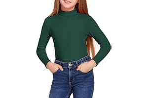 Arshiner Langarmshirt Mädchen Rollkragen Basic Shirt Kinder Herbst Winter Oberteil Casual Stretch Tops Weich Haut Unterziehshirt Einfarbige T-Shirt, 4-14 Jahre