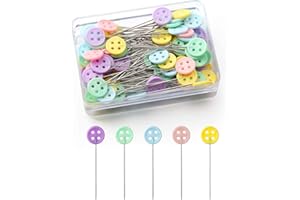 HXC 100 Piece Sewing Pins Set - Safety Dressmaking Pins for Crafting, Knitting, Quilting & Jewelry Decoration - Assorted Colors, Glass Head, Button Type with Storage Box