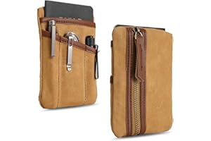Sayram SP4 EDC Pouch Tasche, kompakter EDC Taschen Organizer aus gewachstem Canvas, Reißverschlusstasche für Herren, EDC Pocket Organizer für Kleingeld, Notizbuch, Taschenlampe