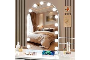 halumao Hollywood Vanity Mirror with Lights, 40 x 60 cm with USB and Type-C Output Ports, 3 Color Modes, Smart Touch Control,Tabletop or Wall Mounted Mirror For Bedroom