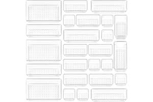 Vtopmart 25 Pack Drawer Organiser, 4-Size Makeup Organizer Trays for Vanity, Bathroom, Desk, Office, Bedroom