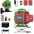 4x360 Laser Level Self-Leveling: 16 Lines Beam Laser Level Tool for Construction and Picture Handing - Cross Line Vertical and Horizontal Line Leveler Tool with Multiple Stands, Rechargeable Batteries