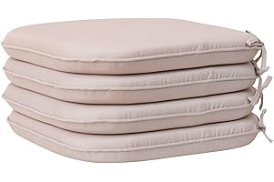 RACE LEAF Waterproof Chair Cushion With Ties Garden Chair Cushions,Chair Pads,Seat Pads for Dining Chairs,Cover Indoor Outdoor Seat Pad Cushions (round Pack of 4, beige)