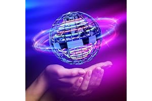 Tomzon Flying Ball Toys, 360° Rotating Hand Controlled RGB Light Boomerang flying Spinner, Magic Globe Shape Mini Drone Flying UFO Space for Kids Adults Outdoor Indoor (Blue)