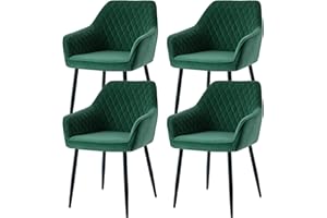 AINPECCA Set of 4 green Velvet Dining Chairs Velvet Upholstered Seat with Metal Legs (Green Vlt, 4)