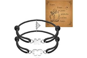 SUNSH Bracciale Magnetico Di Coppia Companion Bracciale Magnetico Da Uomo E Da Donna Con Puzzle D'amore in 2 Pezzi (Nero/Rosa/Blu) Bracciale a Distanza Regalo Di San Valentino Anniversario Natale