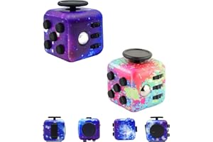 YREYBN 2 Pcs Fidget Cube, Fidget Cubes For Kids, Anti-Stress Toy Anti-anxiety Toy, 6 Different Functional Anti-stress and Anxiety Relieving Toys for Adults and Children, Office Classroom Toy Gift (Colour)