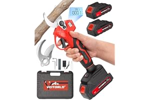 VEITORLD Akku Astschere, 30MM Gartenschere mit 2 Akku 2000mAh, 1000W Bürstenloser Motor Bypass Baumschere, Elektrisch Garten Schere mit LED-Schnittzählerm -Weihnachtsgeschenke für Männer Papa Mama Frauen