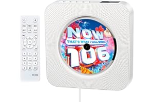 COMTER Portable CD Player with Bluetooth,Built-in HiFi Speakers Wall Mountable CD Music Player, Home Audio Boombox with IR Remote Control, Support CD, FM Radio,USB, TF, AUX Input, Gifts for Kids friends