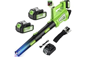 POIFL Soplador De Hojas Bateria, Velocidad Máxima del Viento 245 Km/h, Equipado con 2 Baterías De 4,0 Ah, Correa De Hombro De 1,6 m y Cargador Rápido, Utilizado para Limpiar Hojas De Jardín, Nieve, Polvo