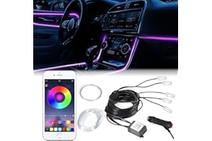 GDICONIC Car LED Interior Strip Lights RGB Multicolor Ambient Lighting Kits 5 in 1 with 315 inches Fiber Optic APP Wireless Bluetooth Control Car Neon Light Kit, Music Sync and Sound Active Function