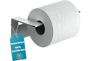 WEISSENSTEIN Porta carta igienica adesivo 3M - Acciaio inox - Porta carta igienica da muro - Porta rotolo carta igienica